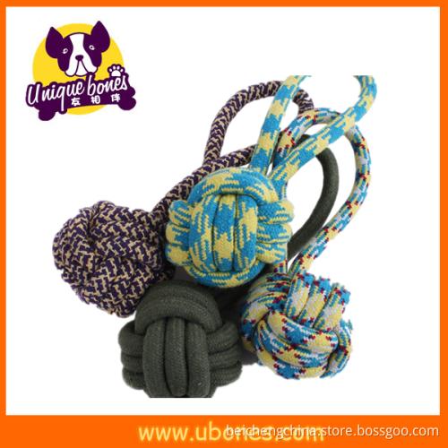 Colorful stripe made by cotton stripe with ball dog toy pet product